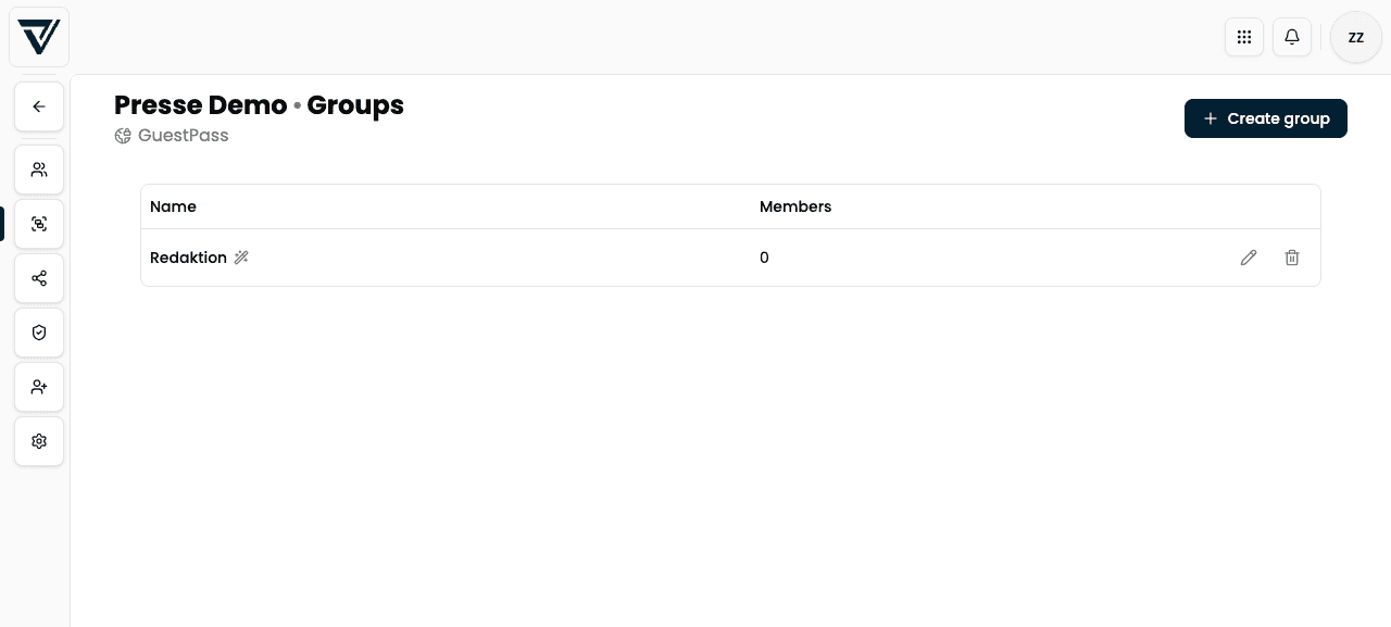 Groups tab with group list