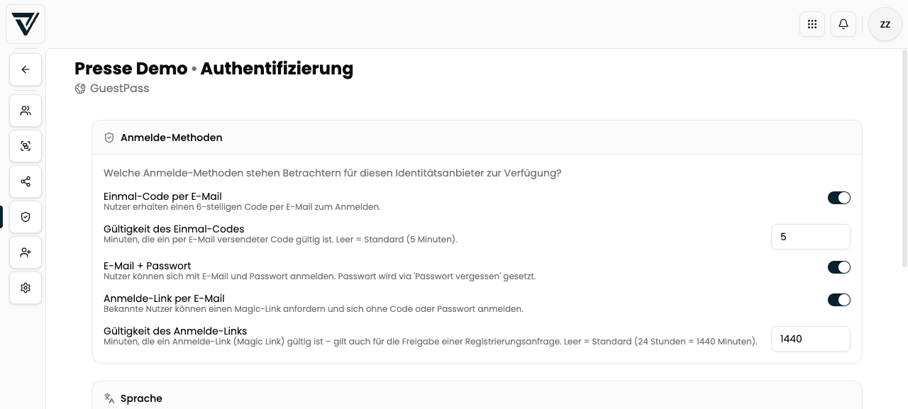 Reiter Authentifizierung mit Anmelde-Methoden