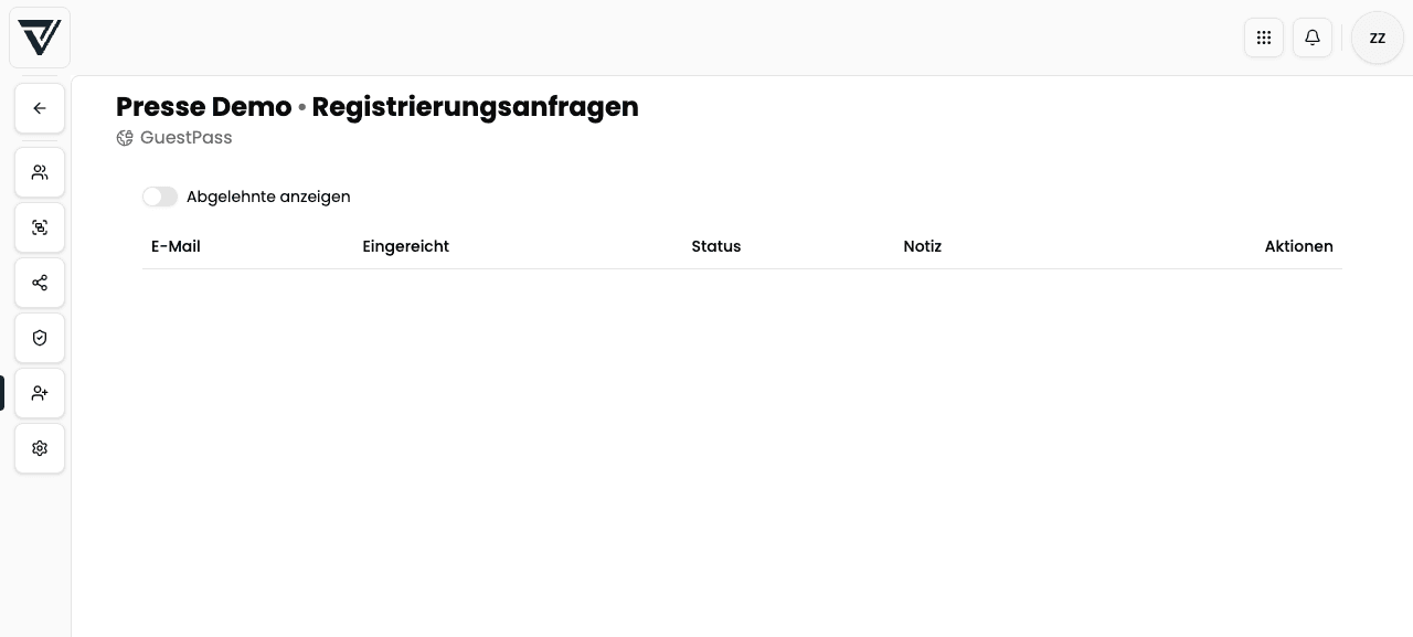 Reiter Registrierungsanfragen