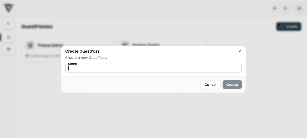 Create VisitorHub dialog with name field