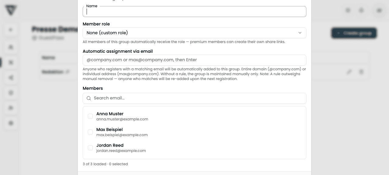 Create group dialog