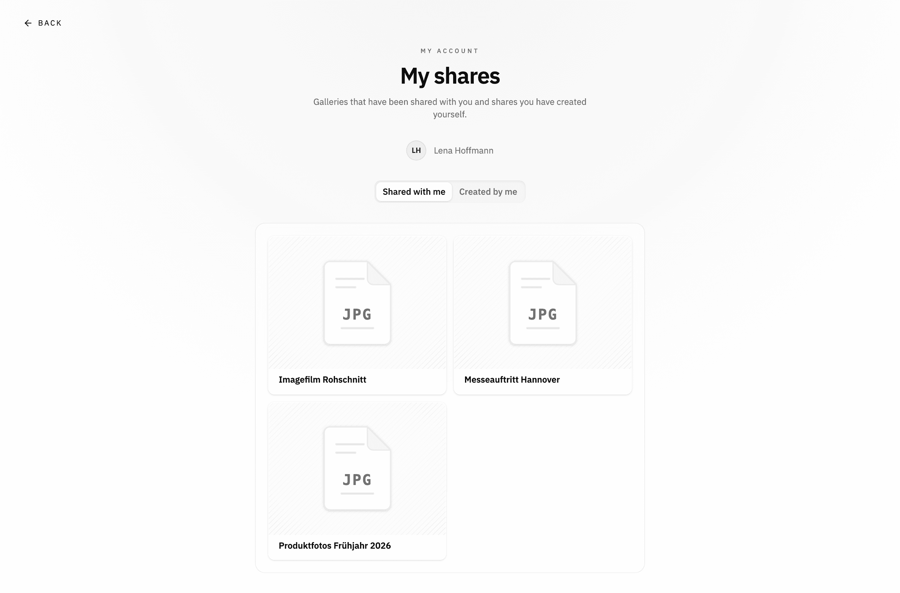 The My shares page with the Shared with me list