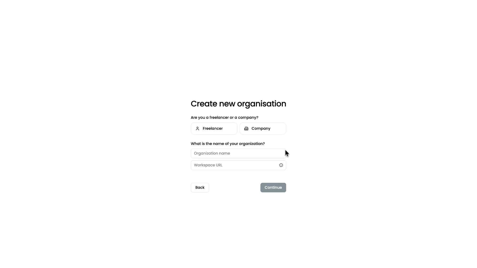 Create organisation