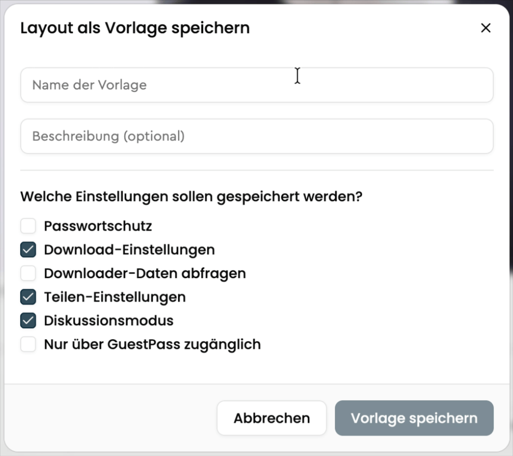 Vorlage im Presentation Studio speichern