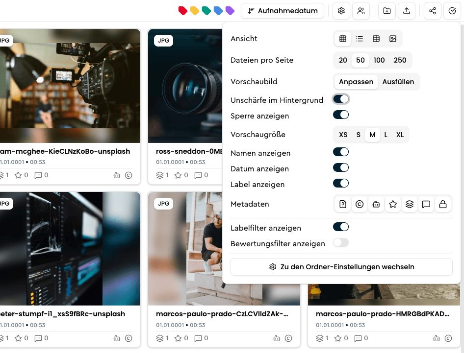 Medienansicht in VAULO individualisieren