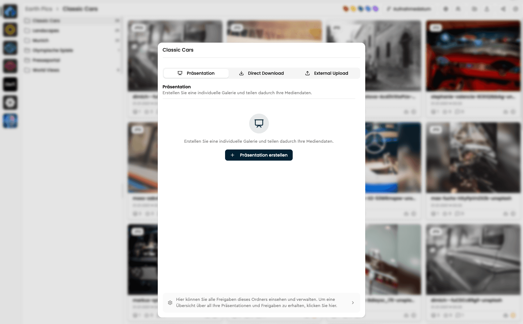Modal für Freigaben in VAULO