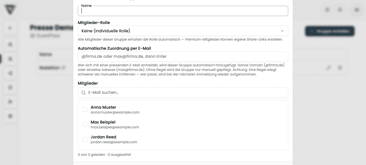 Dialog „Gruppe erstellen“