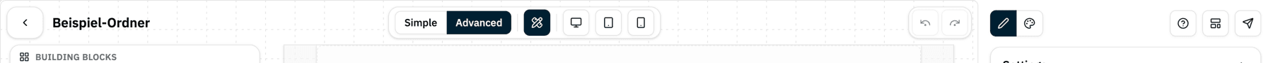 Simple and Advanced switch in the Presentation Studio header