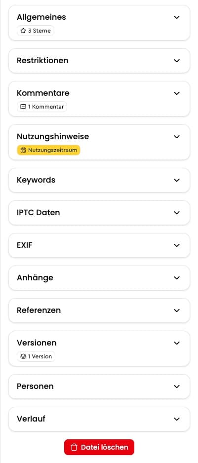 Informationsbereich der Detailansicht