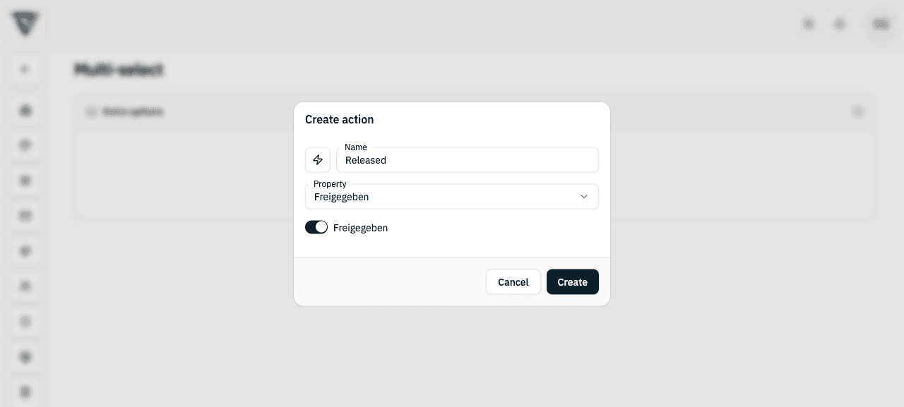 Add an option: name, property, and value